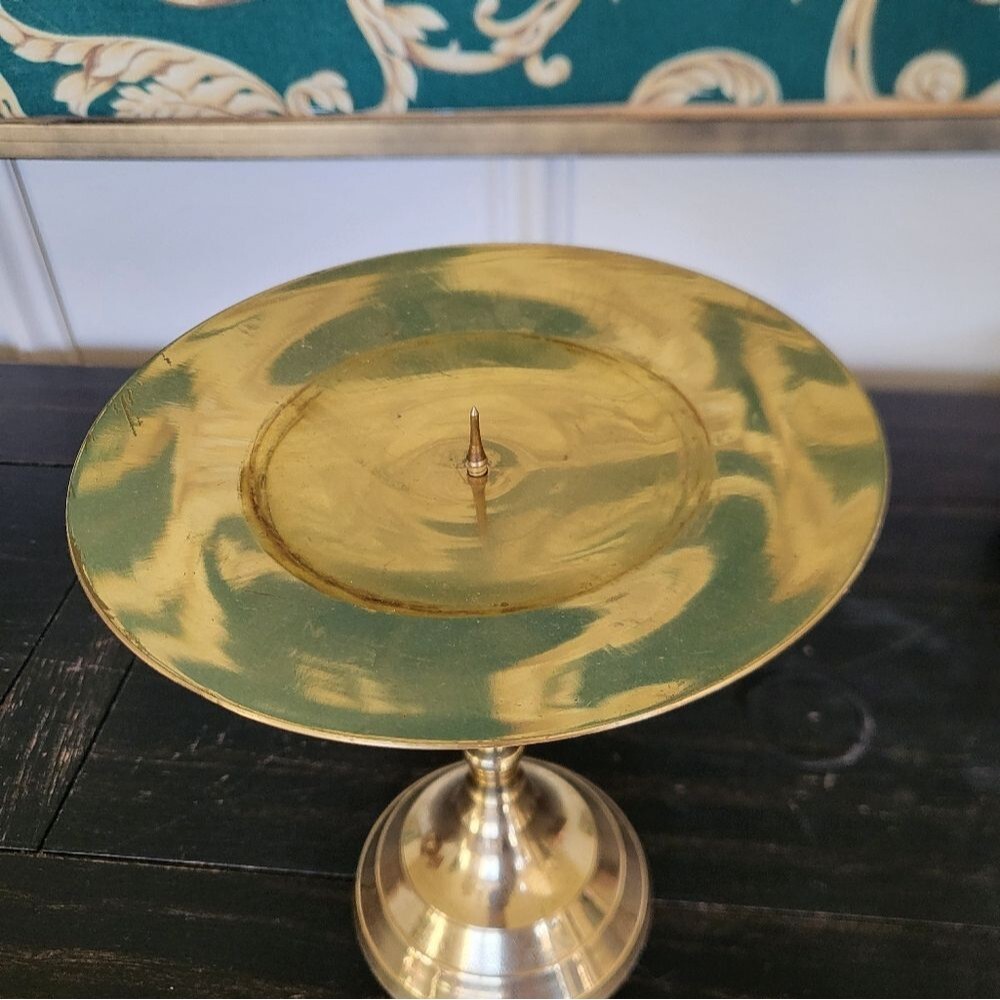 LARGE VINTAGE PILLAR SPIKED CANDLE HOLDER 7'H - Picture 3 of 5